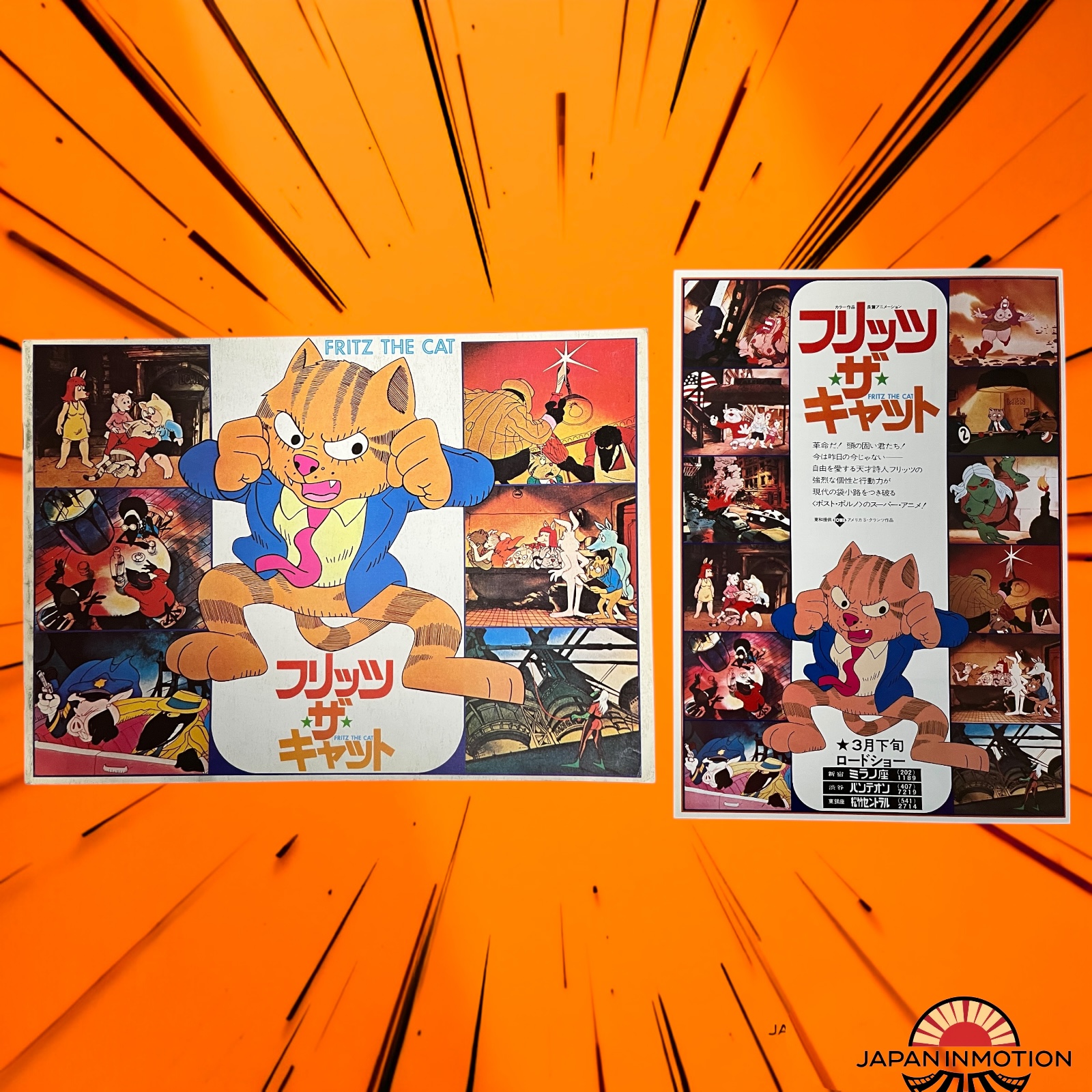 a8160w Fritz the Cat Japan Movie Pamphlet Program Book + Chirashi Mini Poster